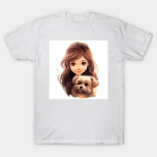 Cute girl with a puppy T-Shirt